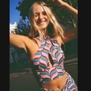 Multicolor Zara Y2K Halter Flare Set (XS Top and Medium Bottom)